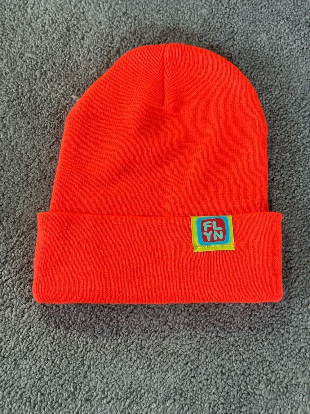 FLYN Neon Orange Beanie Raccoon Trash Panda Portland Maine Artist Made Punk